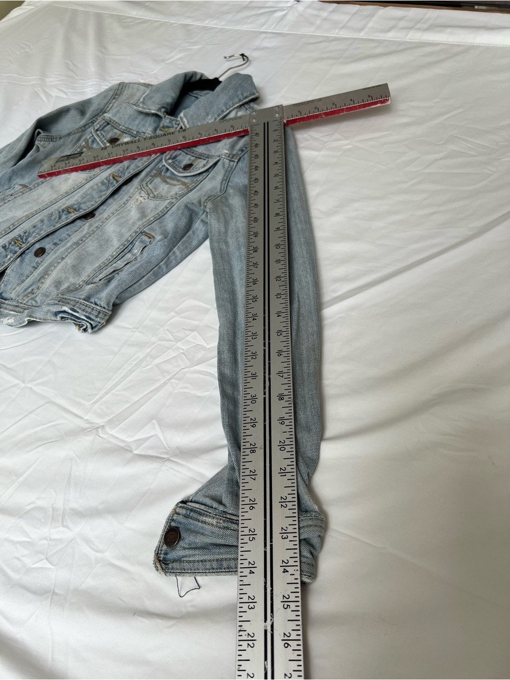 Abercrombie & Fitch Light Blue Distressed Denim Jacket 100% cotton - Picture 9 of 9